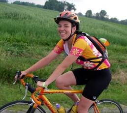 Morral native Sara Spracklen Tuttle enjoys the 2008 Great Ohio Bicycle Adventure.