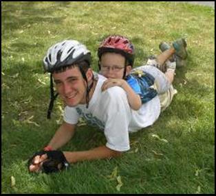 Alex and Ryan Sheridan enjoy a break in Fostoria, Ohio during the 1995 Great Ohio Bicycle Adventure.