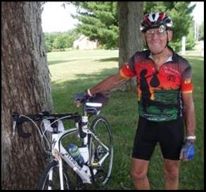 Tom Cline (Berlin Heights, Ohio) takes a break on the Across Ohio Bicycle Adventure. (Photo by Dan Sheridan)